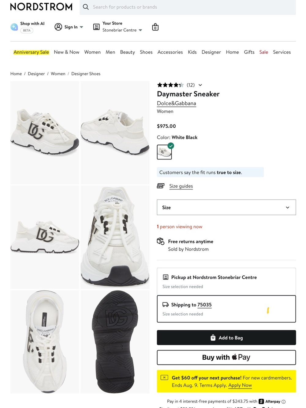 Dolce & Gabbana Off-White and Black Chunky Lace-Up Daymaster Sneakers